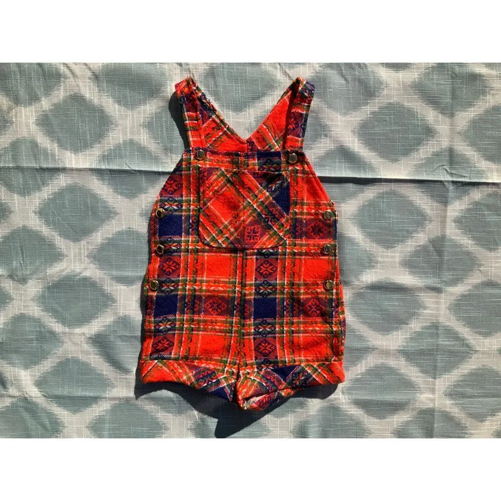 VNG All Time Toys Red Plaid Holiday‎ Overalls Christmas Festive 5-7T Toddler